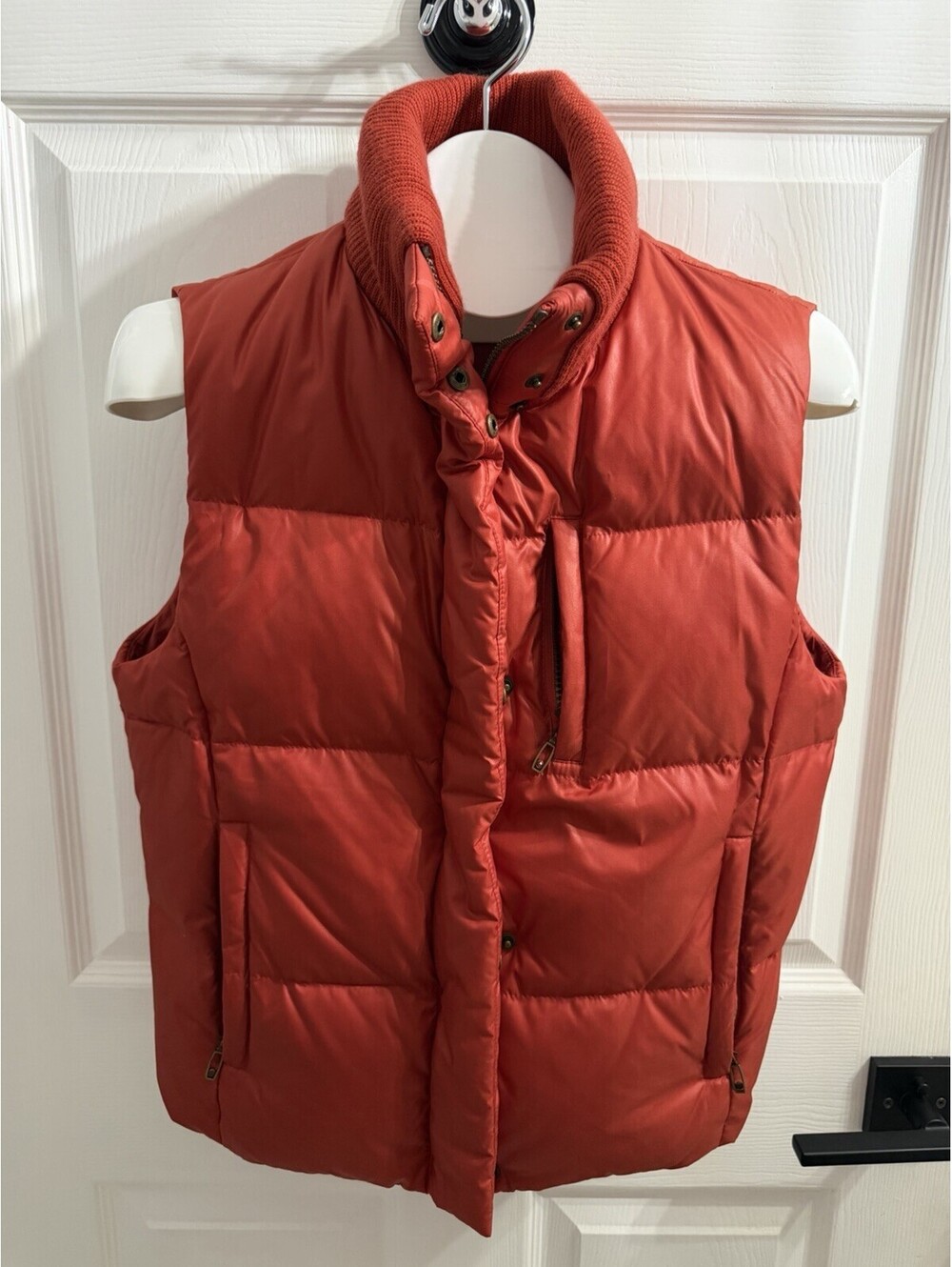 Betty Barclay Real Down Puffer Vest Red Orange EU 36 UK 10 Ribbed Collar